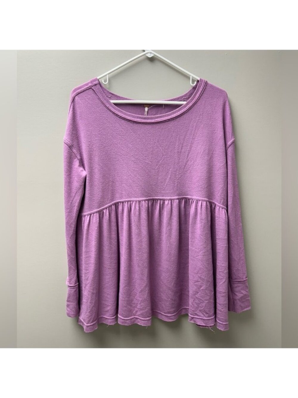 Free People Women’s Forever Your Girl Lavender Babydoll Long Sleeve Top